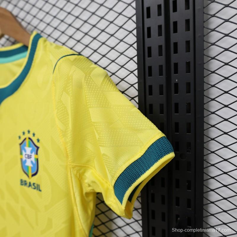 Player Version Women 2026  Brazil Yellow with Green Home Jersey