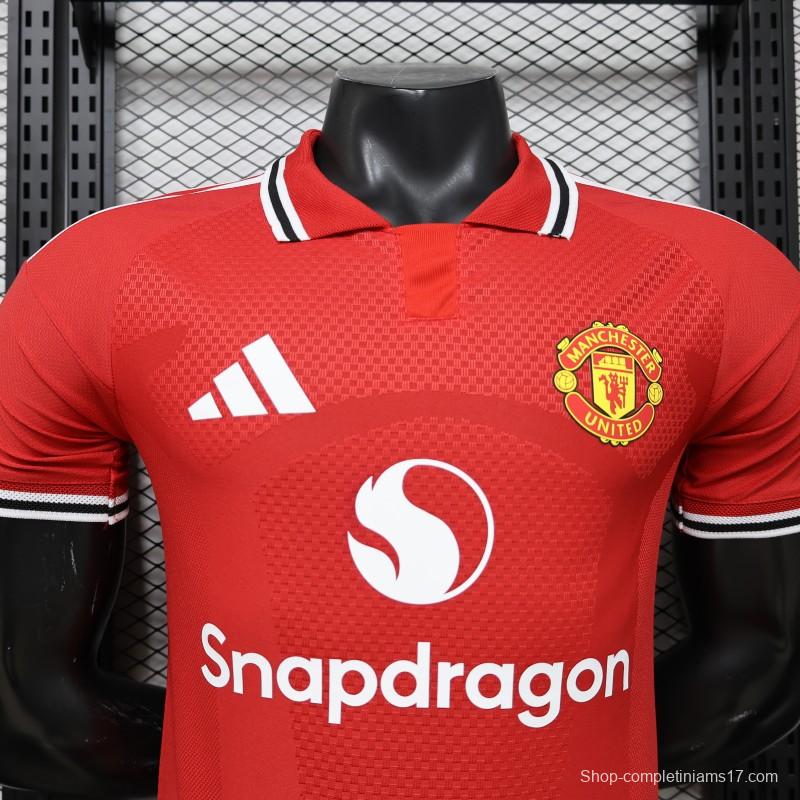 Player Version 25/26 Manchester United Red  Home Jersey