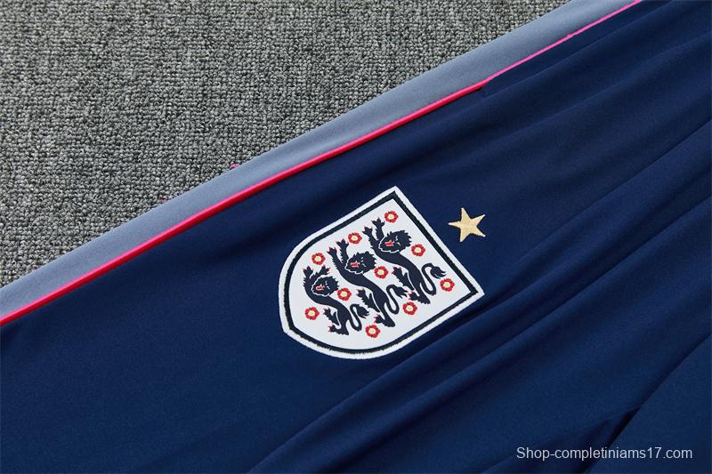 2026 England Grey Half Zipper Jacket Tracksuit + Navy  Blue Long Pants (Nike)