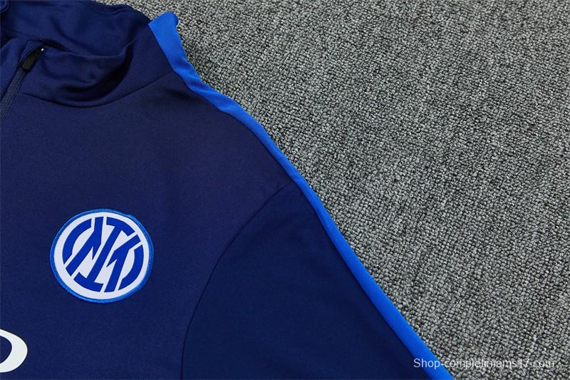 2026 Inter Milan Dark Navy Blue Half Zipper Jacket Tracksuit + Long Pants