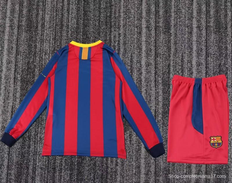 Retro Kids 10/11 Barcelona Red Blue Home Long Sleeve Jersey
