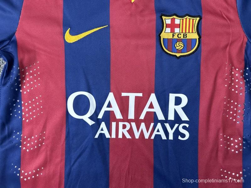 Retro Kids 14/15 Barcelona Home Long Sleeve Jersey