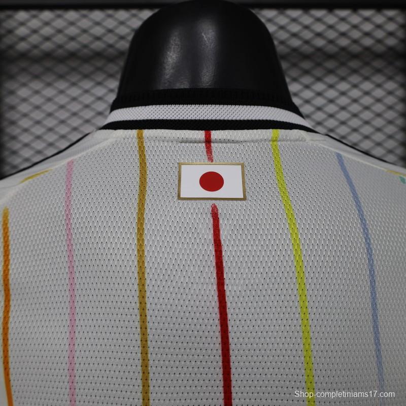 Player Version 2026 Japan Special Edition White with Rainbow  Pinstripe Long Sleeve Jersey
