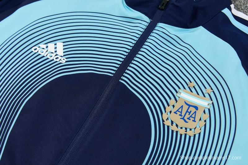 2026 Argentina Navy & Sky Blue Full Zipper Jacket Tracksuit + Long Pants