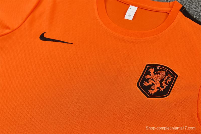 26/27 Netherlands Home Orange Short Sleeve + Soccer Shorts