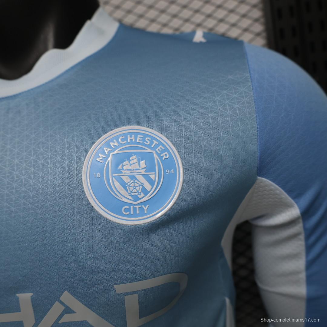Player Version 26/27 Manchester City Sky Blue with White  Long Sleeve Jersey