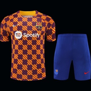 23-24 Barcelona Special Orange Grid Short Sleeve+Shorts