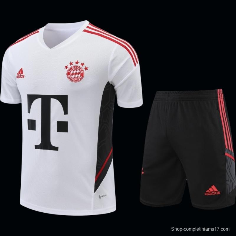 23-24 Bayern Munich White Black Short Sleeve+Shorts