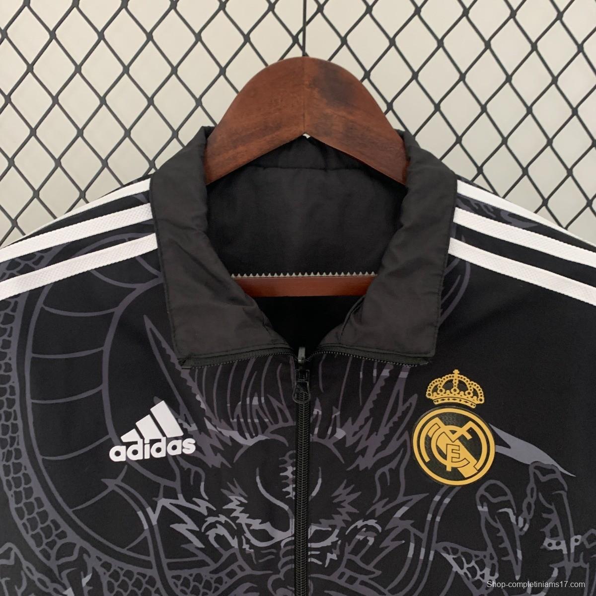 23/24 Real Madrid Black Dragon Reversible Full Zipper Jacket