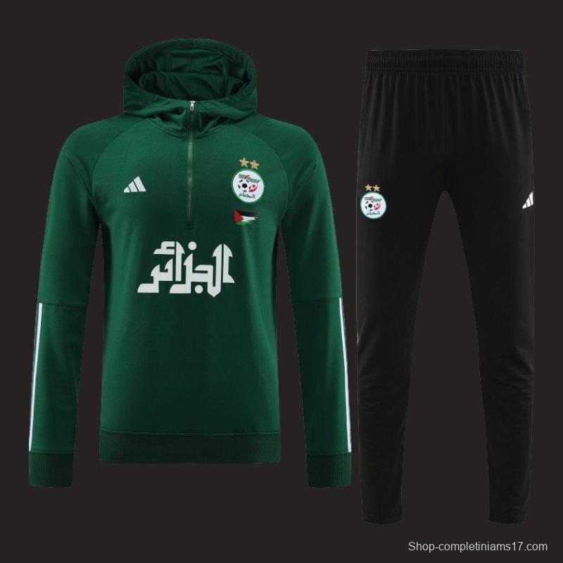 2024 Algeria Green Hoodie  Full Zipper Hoodie Jacket+Pants