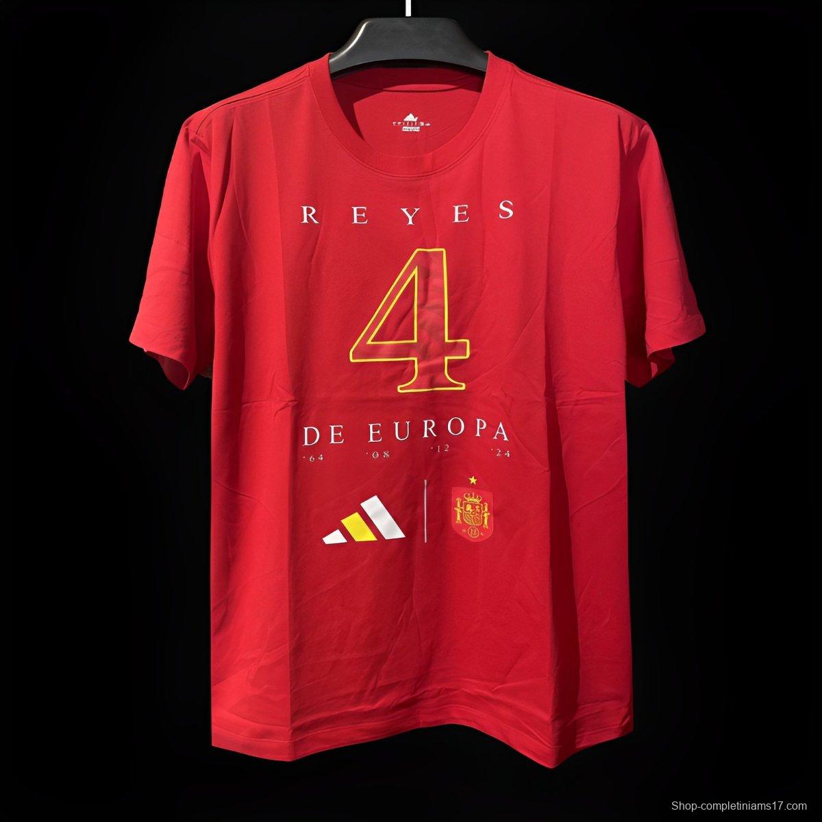 2024 Spain Red EURO Red T-Shirts