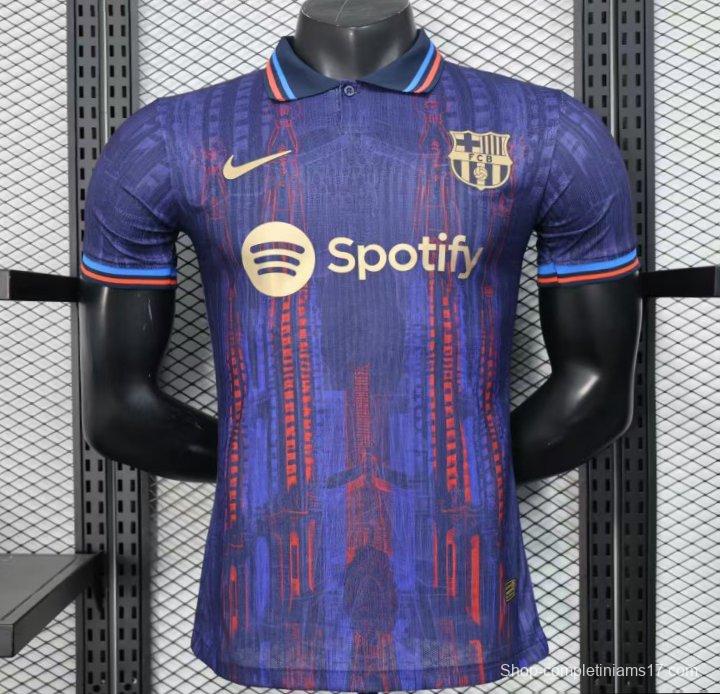 Player Version 25/26 FC Barcelona Purple with Red Streak Pattern Jersey