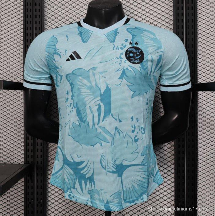 Player Version 2025 Algeria Light Blue with Tropical Leaves Pattern Jersey