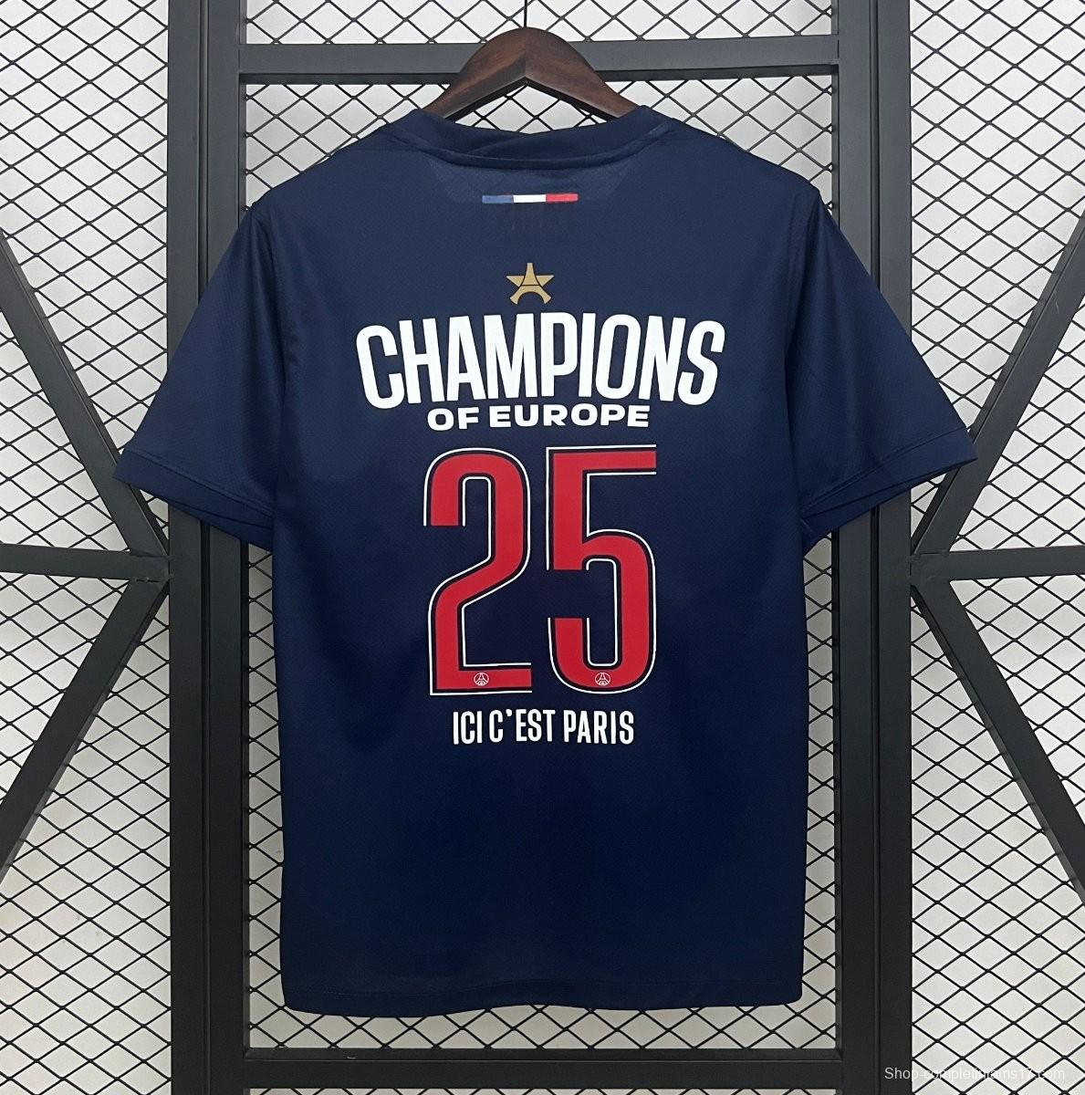 1 Star 24/25 PSG Home Jersey With 25 Champions Printing