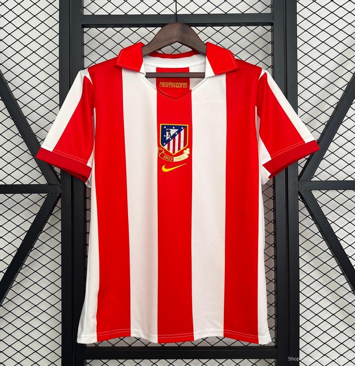 03/04 Retro Atletico Madrid Centenary Home Stadium Jersey