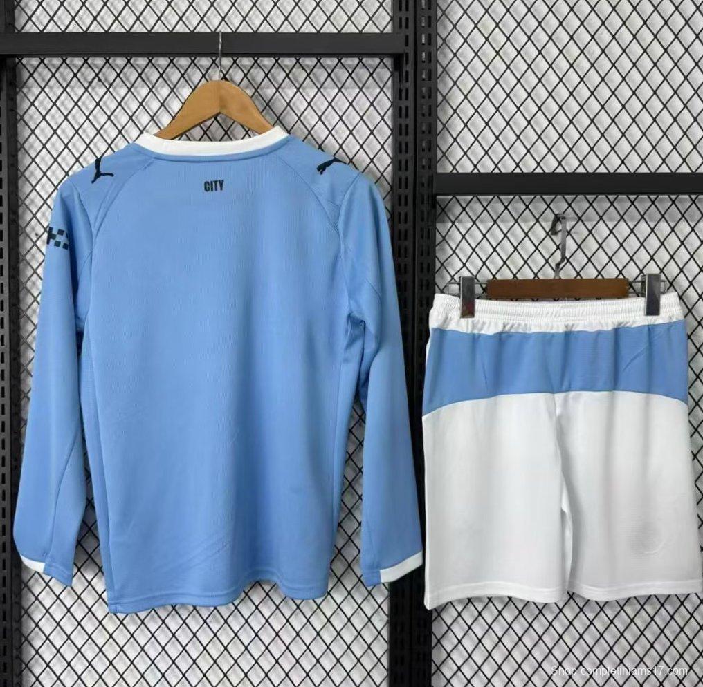 25/26 Kids Manchester City Home Long Sleeve Jersey