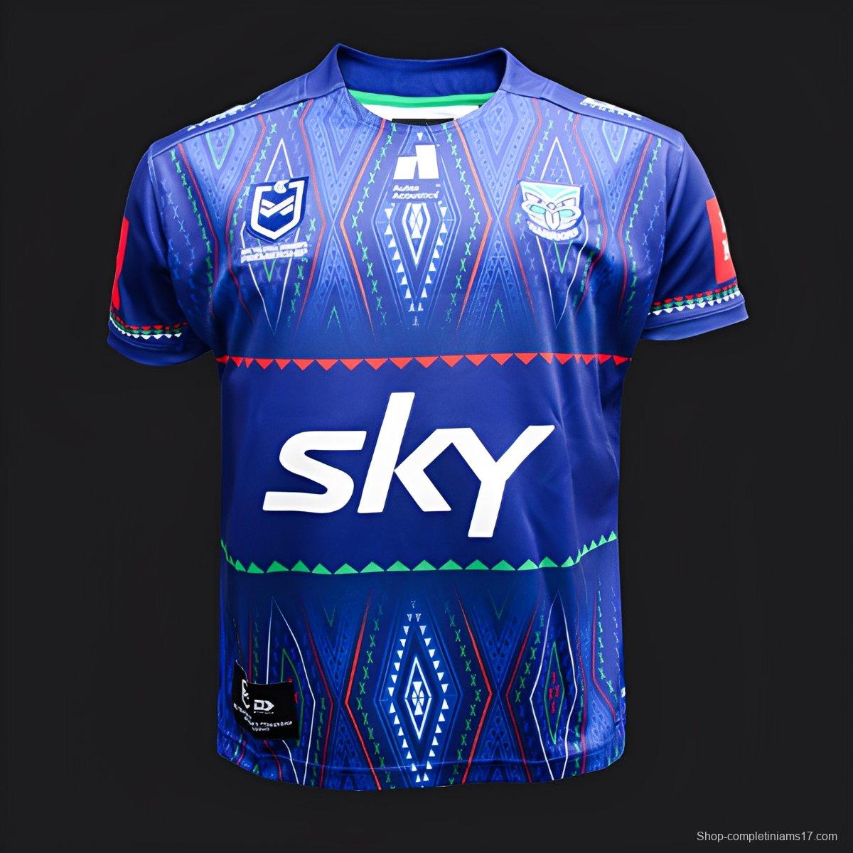 25/26 New Zealand Warriors Blue with Indigenous Māori Pattern Jersey