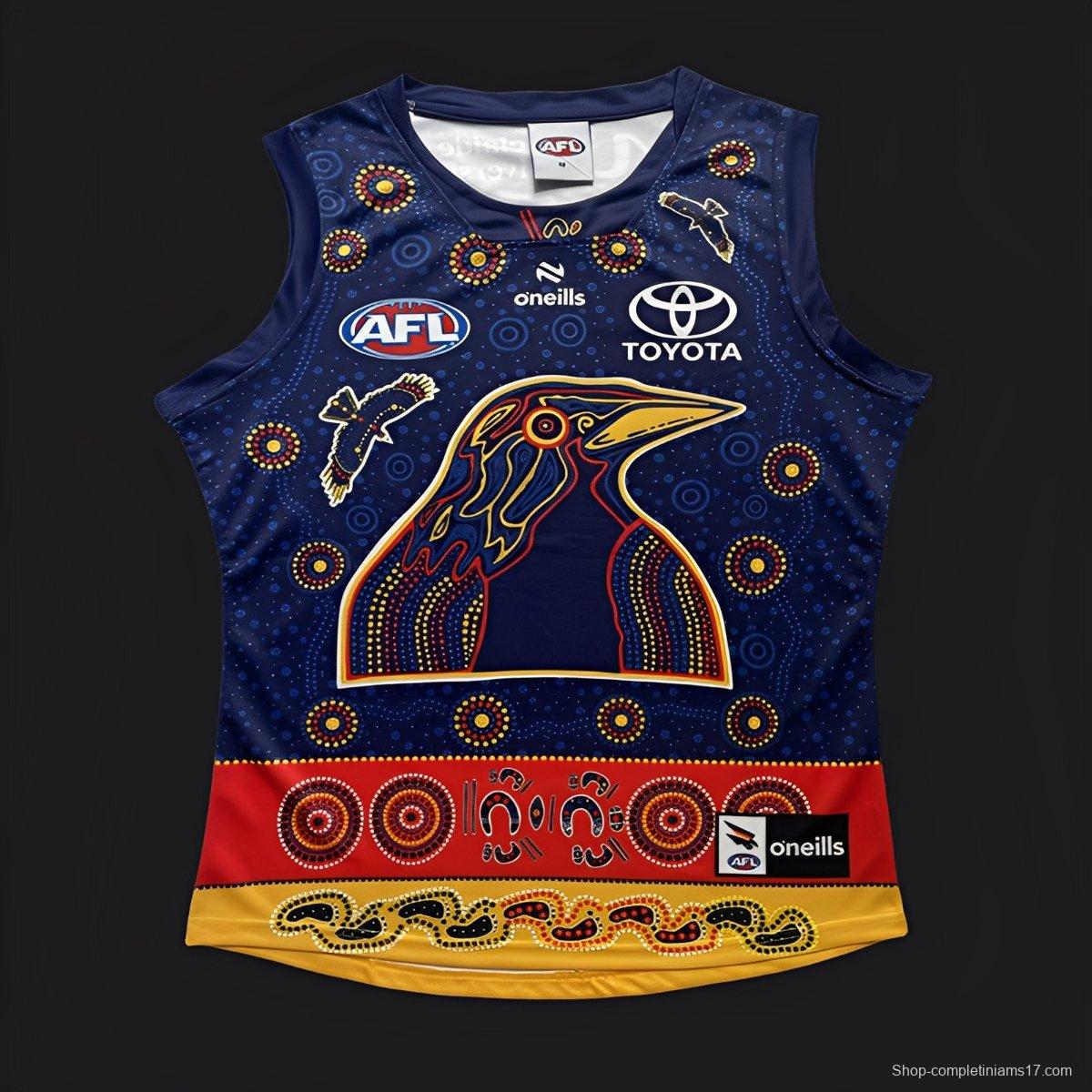 25/26 Adelaide Crows Navy with Indigenous Aboriginal Art Crow Design Guernsey