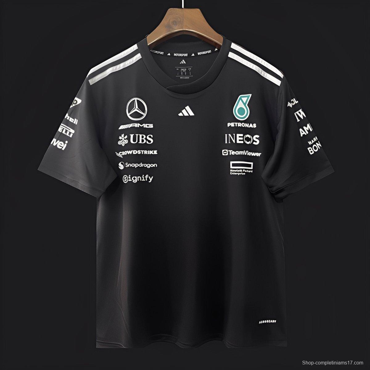 2025 F1 Mercedes-AMG Petronas Team Black Crew T-Shirt