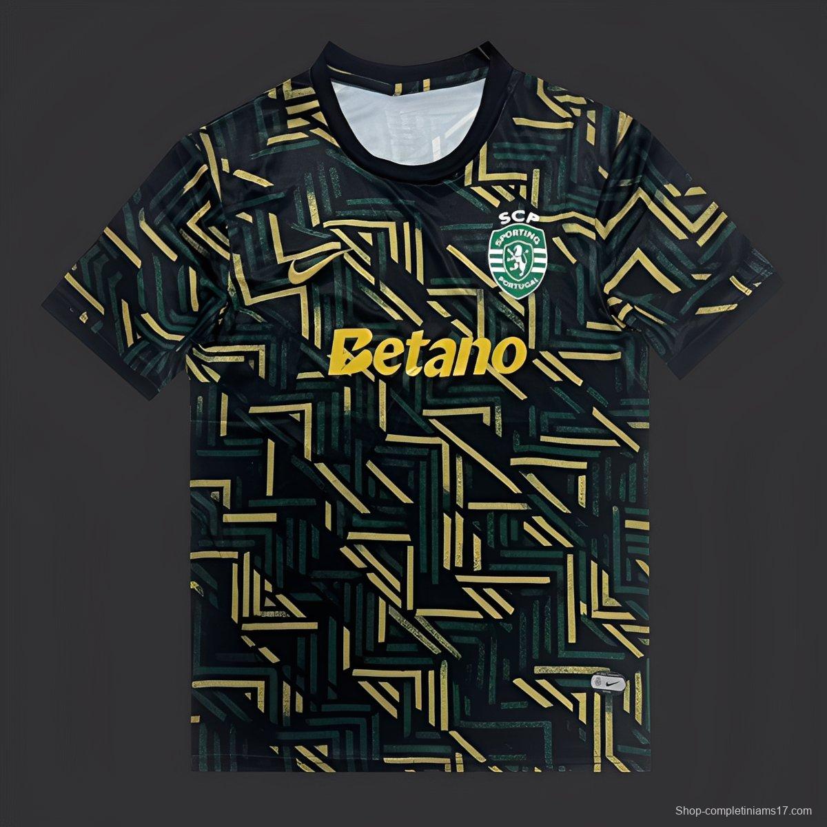 25/26 Sporting CP Dark Green with Geometric Gold Pattern Jersey