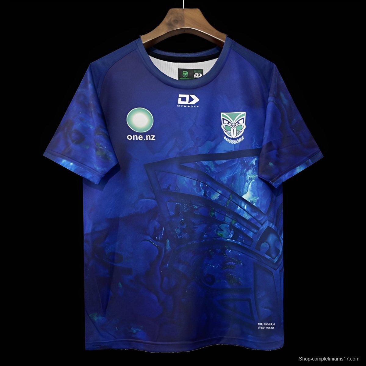 25/26 New Zealand Warriors Blue with Maori Cultural Art Jersey