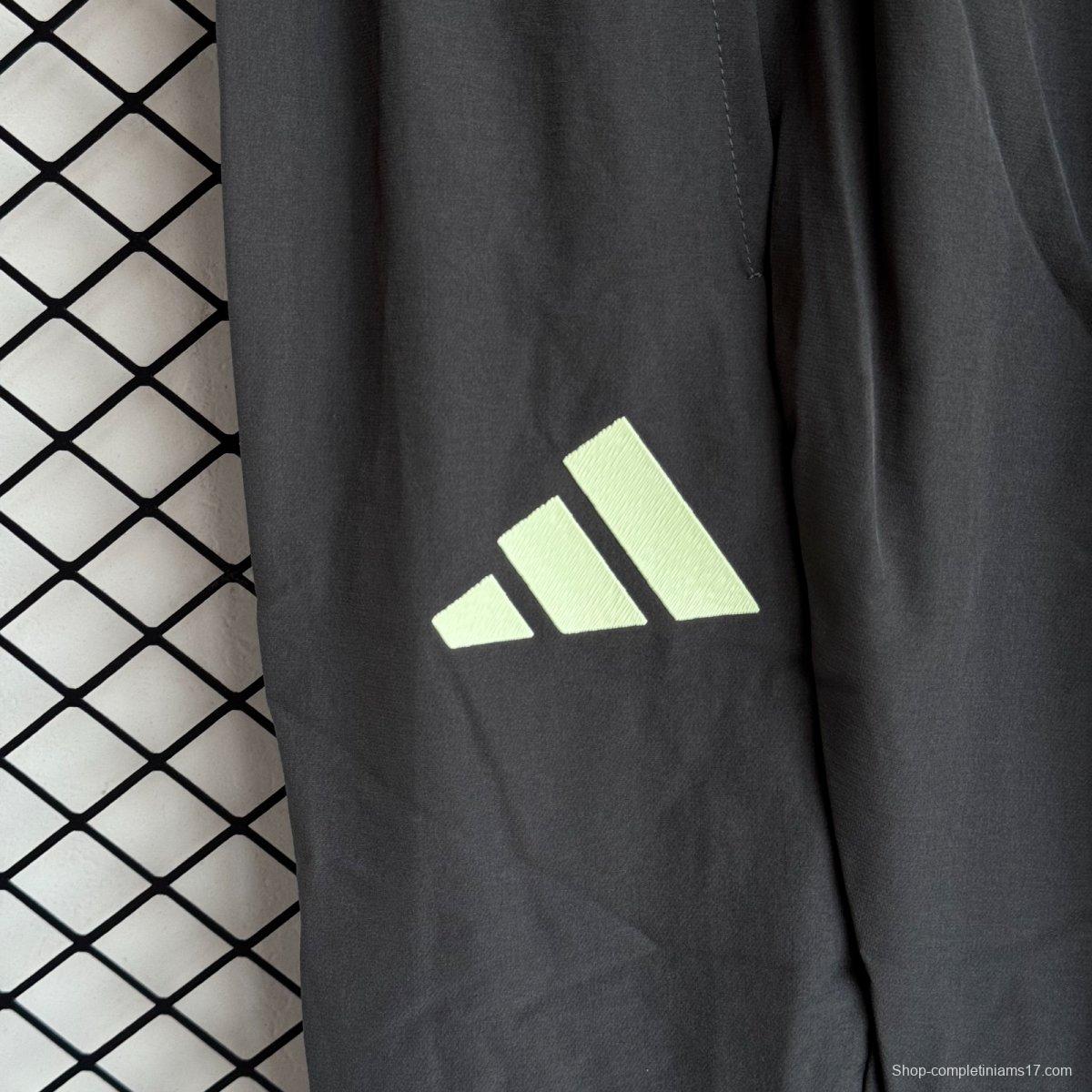 25/26 Real Madrid Black/Green Full Zipper Windbreaker + Long Pants