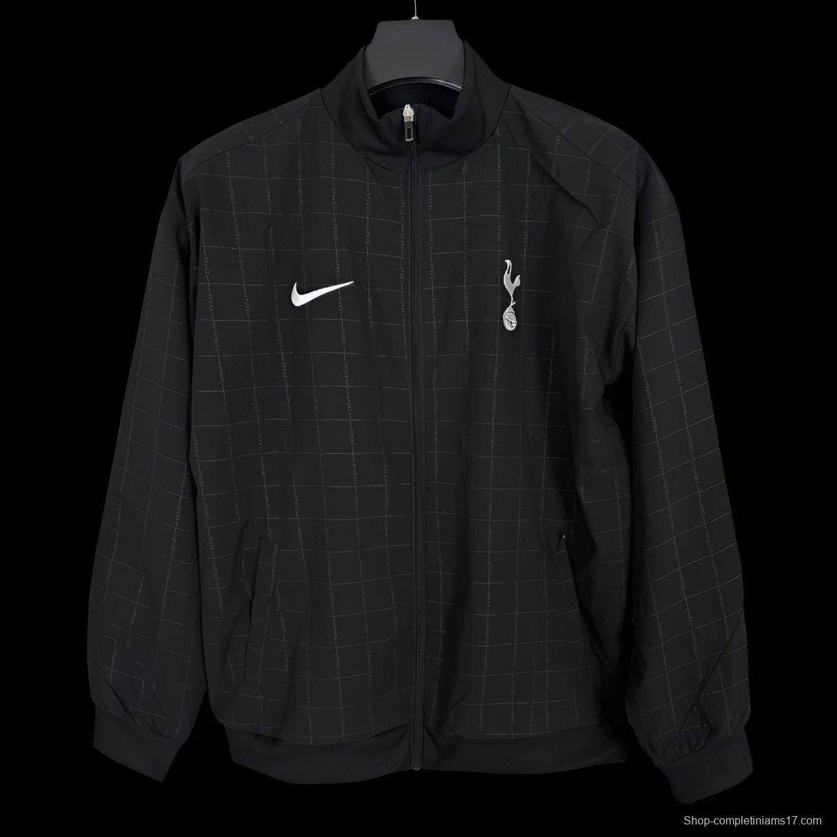 25/26 Tottenham Hotspur Black Grid Windbreaker