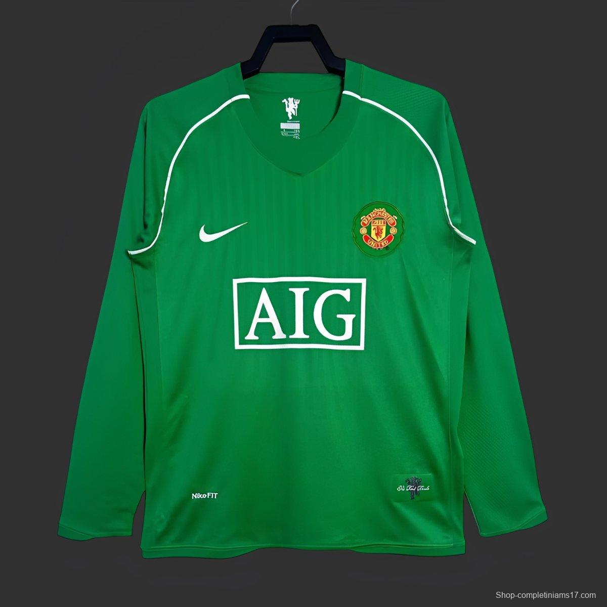 Retro 07/08 Manchester United Green Goalkeeper Long Sleeve Jersey