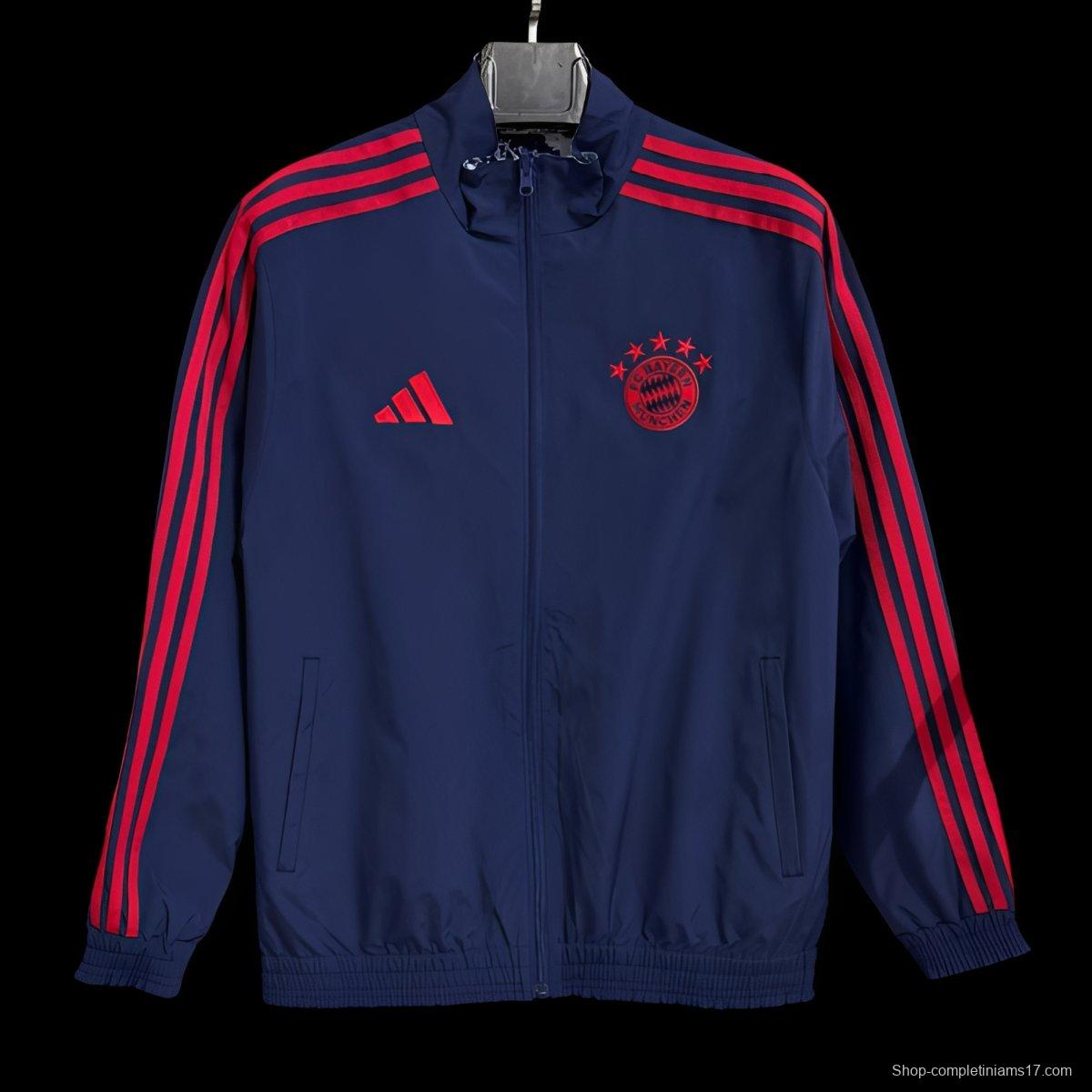 25/26 Bayern Munich Navy Full Zipper Windbreaker
