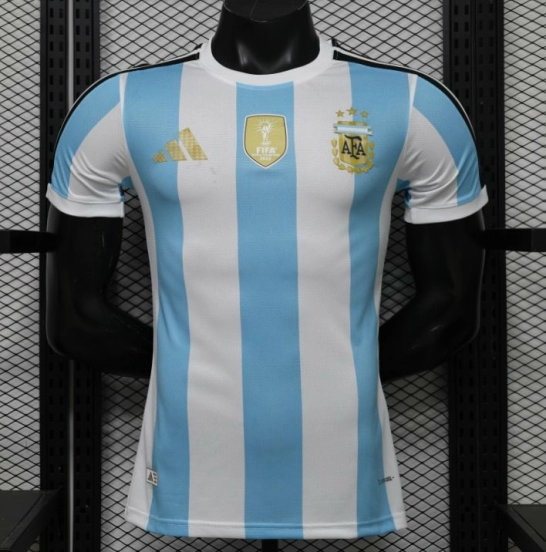 Player Version 2027 Argentina Home White & Light Blue Stripes with FIFA World Cup Champion Badge Jersey