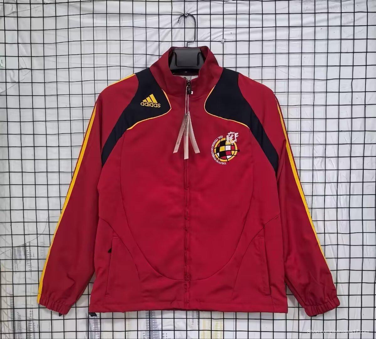 2026 Spain Vintage Adidas Red Full Zipper Windbreaker