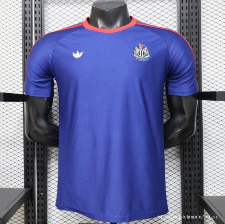 Player Version 26/27 Newcastle United Blue 1990 Vintage Remake  Short Sleeve Away Jersey
