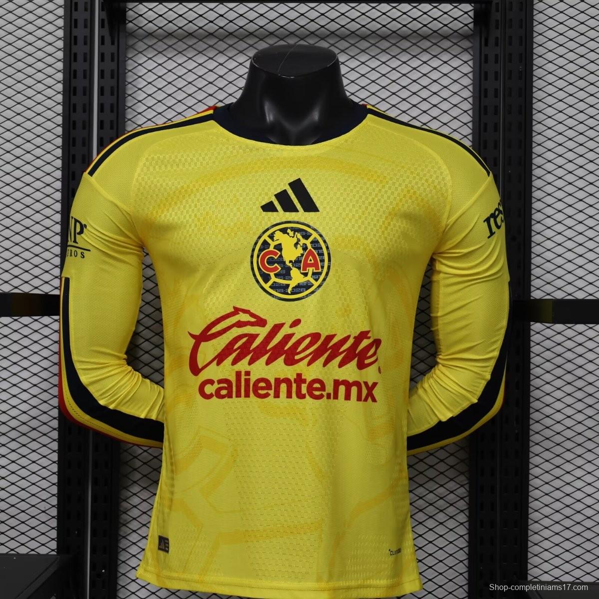 Player Version 26/27 Club America Home Long Sleeve Jersey
