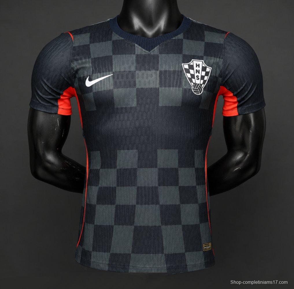 Player Version 2026 Croatia Dark Black with Dark Checkered Pattern Jersey