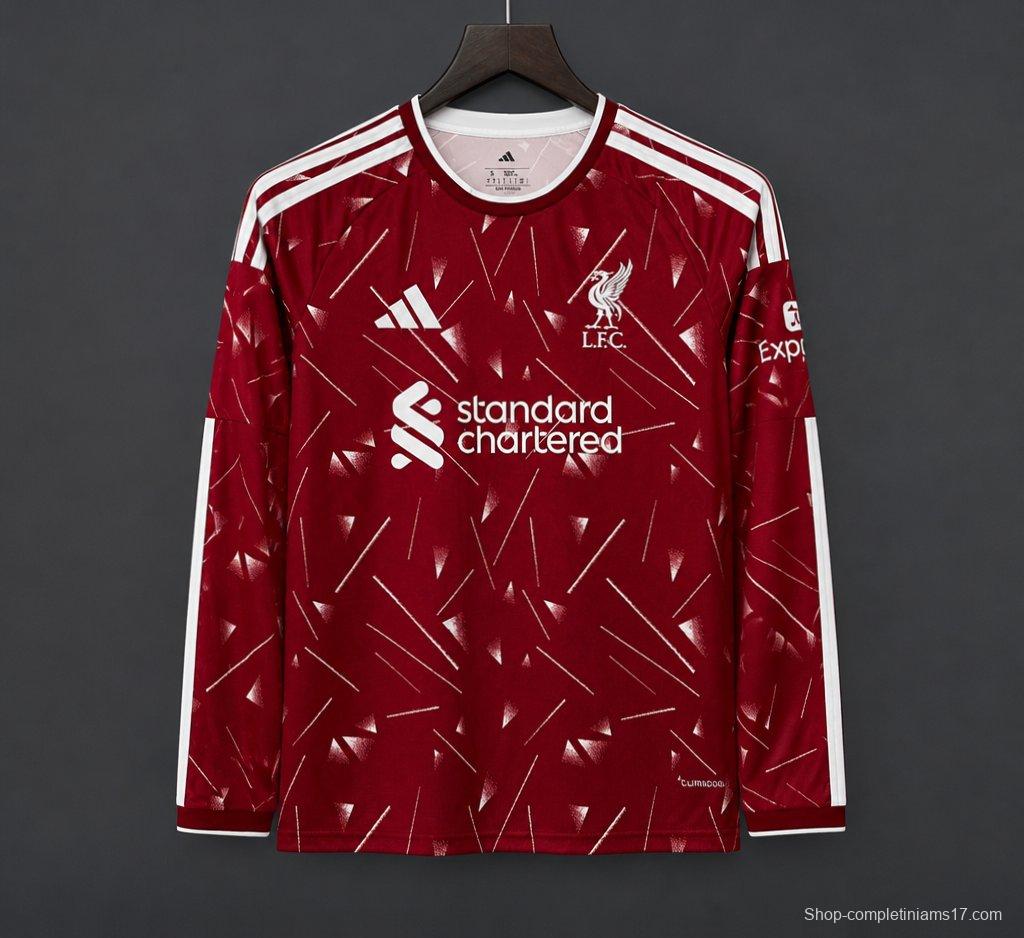 26/27 Liverpool Red with Triangle Pattern Long Sleeve Home Jersey
