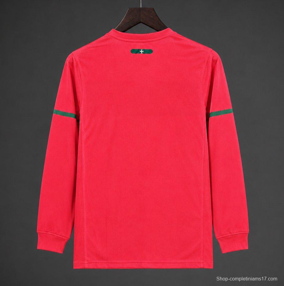 Retro  2010 Portugal Home Long Sleeve Jersey