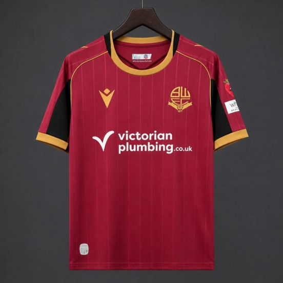 26/27 Bolton Wanderers Away Maroon‑Gold Jersey