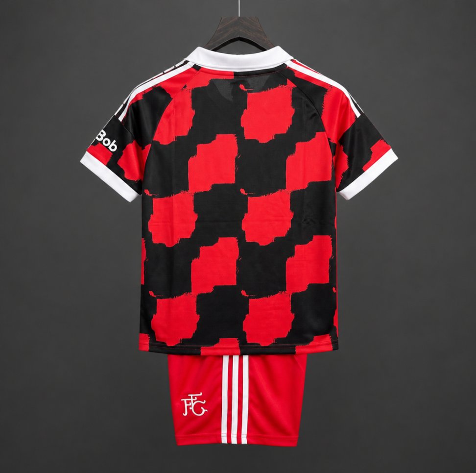 26/27 Kids Fulham Away Red Black Kits Jersey