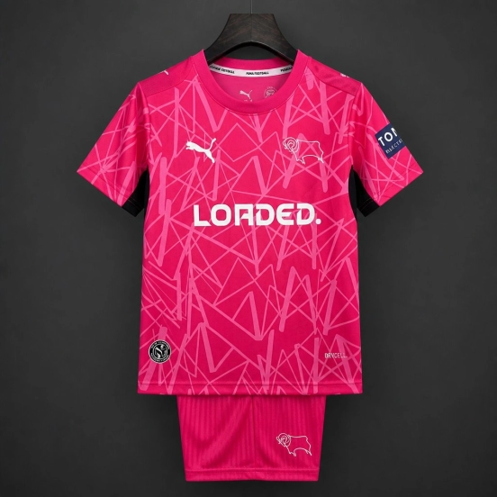 26/27 Kids Derby County Away Pink Kits Jersey